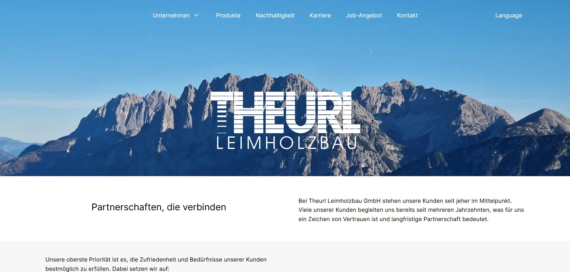 Industrie Webdesign Tirol: Theurl Leimholzbau