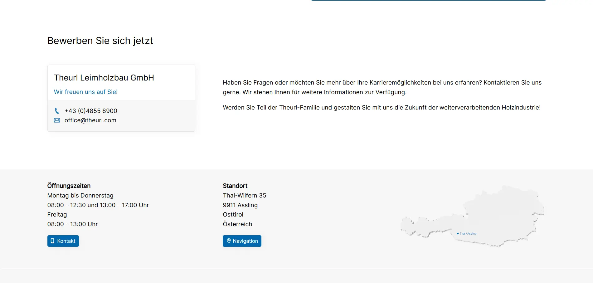 Industrie Webdesign Tirol: Theurl Leimholzbau Screenshot 2