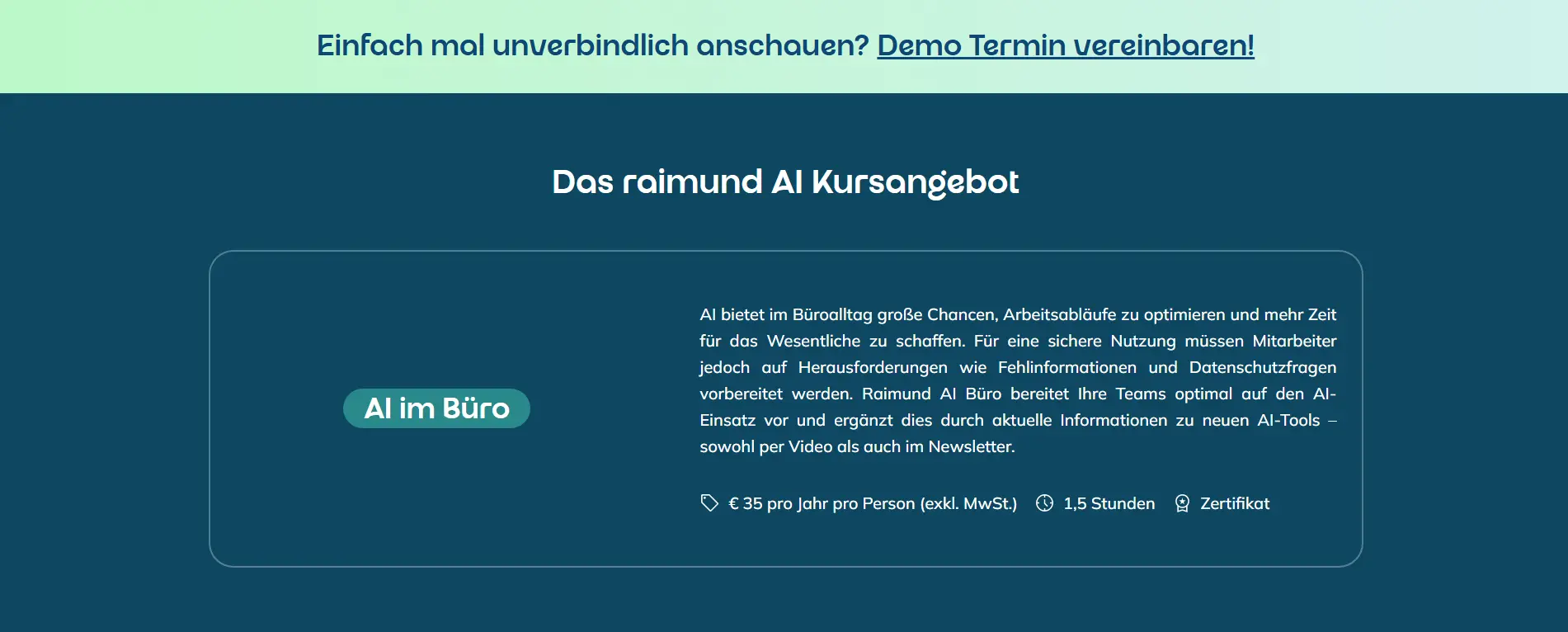 KI E-Learning Plattform raimund Screenshot 2