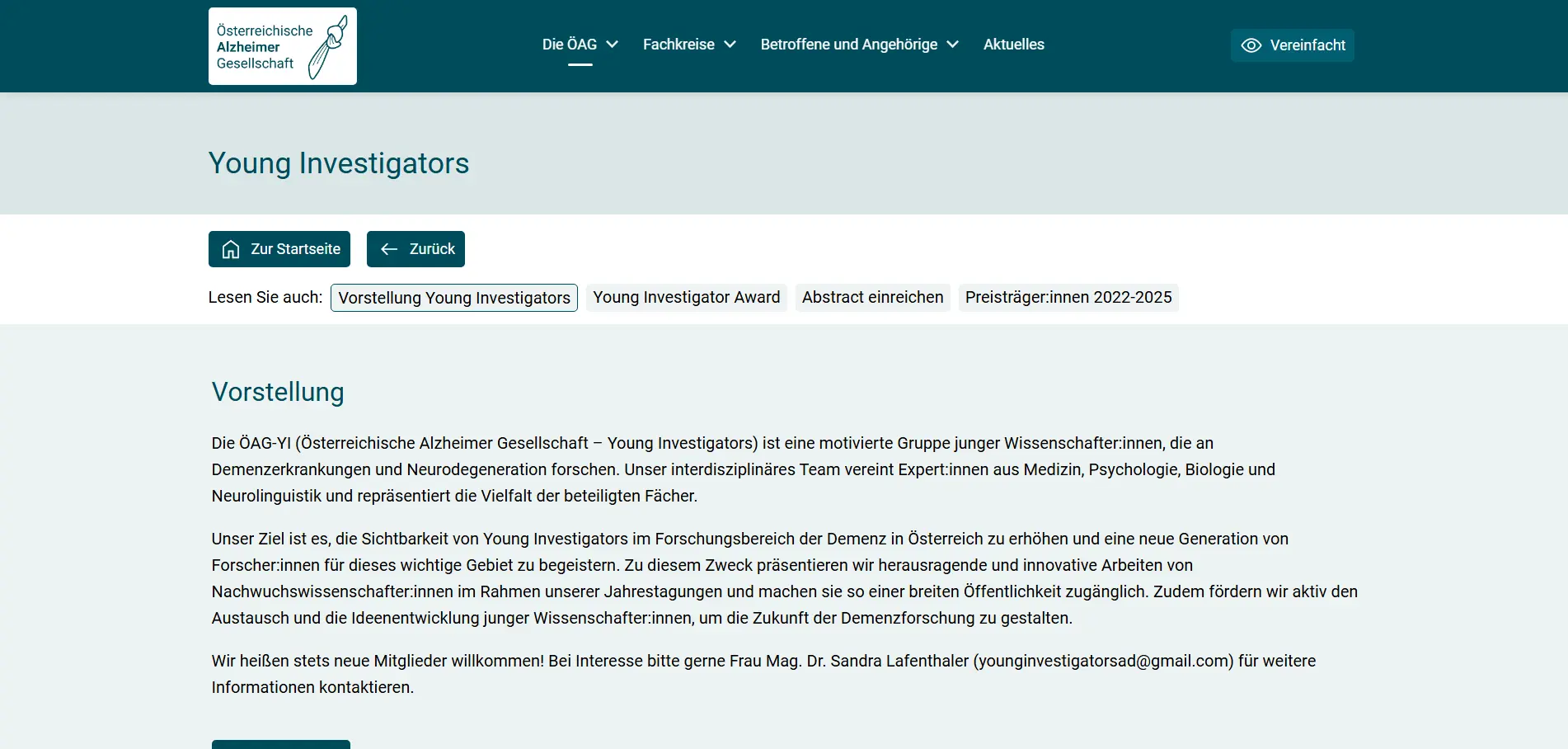 Barrierefreies Webdesign Wien: Österreichische Alzheimer Gesellschaft Screenshot 2